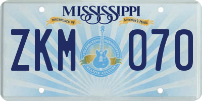 MS license plate ZKM070