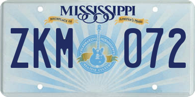 MS license plate ZKM072