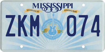 MS license plate ZKM074