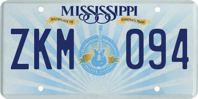 MS license plate ZKM094