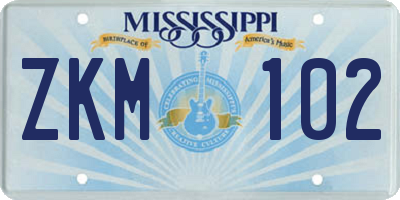 MS license plate ZKM102