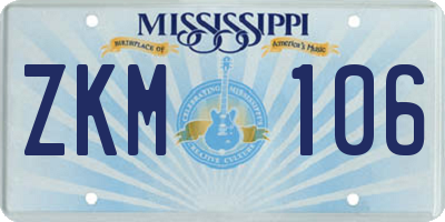 MS license plate ZKM106