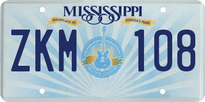 MS license plate ZKM108