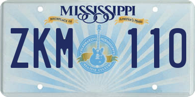 MS license plate ZKM110