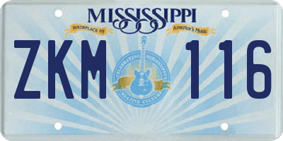 MS license plate ZKM116