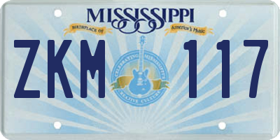 MS license plate ZKM117