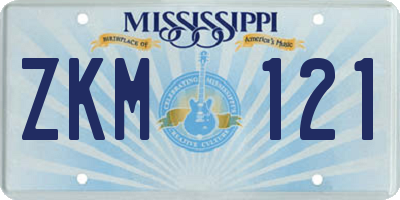 MS license plate ZKM121