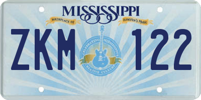 MS license plate ZKM122