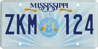 MS license plate ZKM124