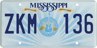MS license plate ZKM136