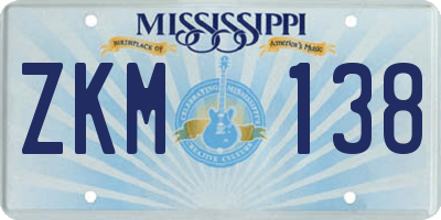 MS license plate ZKM138
