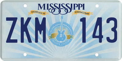 MS license plate ZKM143