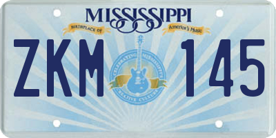 MS license plate ZKM145