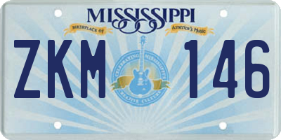 MS license plate ZKM146