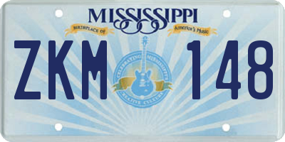 MS license plate ZKM148