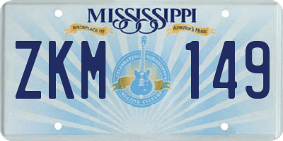 MS license plate ZKM149
