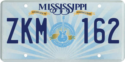 MS license plate ZKM162
