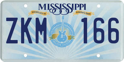MS license plate ZKM166