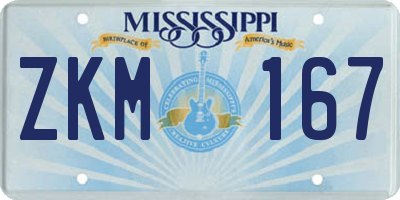 MS license plate ZKM167