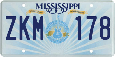 MS license plate ZKM178
