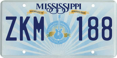 MS license plate ZKM188