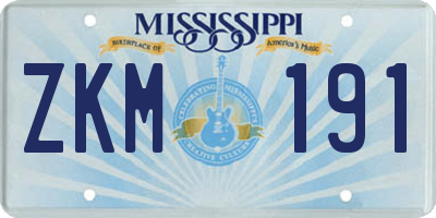 MS license plate ZKM191