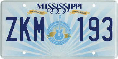 MS license plate ZKM193