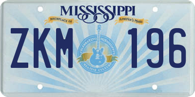 MS license plate ZKM196