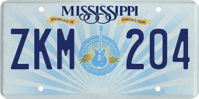 MS license plate ZKM204