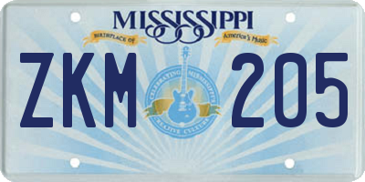 MS license plate ZKM205
