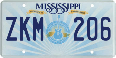 MS license plate ZKM206