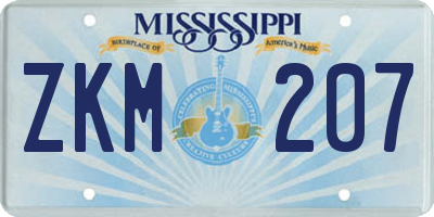 MS license plate ZKM207