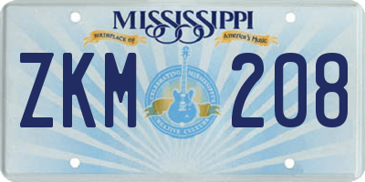 MS license plate ZKM208