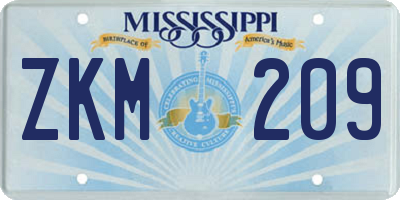 MS license plate ZKM209