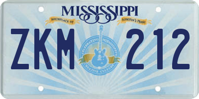 MS license plate ZKM212