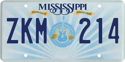 MS license plate ZKM214