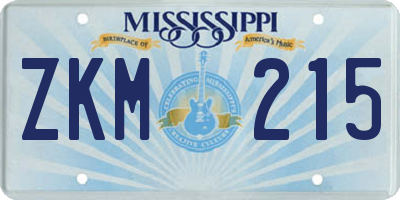 MS license plate ZKM215