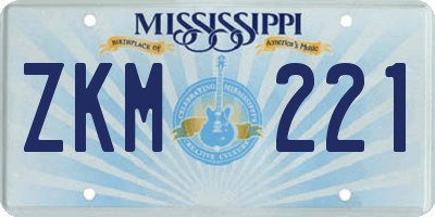 MS license plate ZKM221