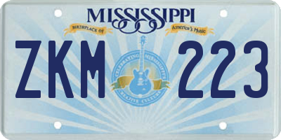 MS license plate ZKM223