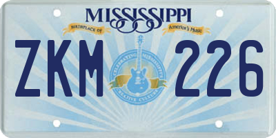 MS license plate ZKM226
