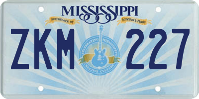 MS license plate ZKM227
