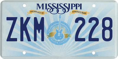 MS license plate ZKM228