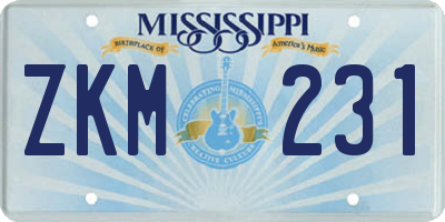 MS license plate ZKM231