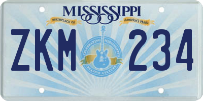 MS license plate ZKM234