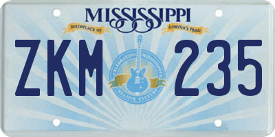 MS license plate ZKM235