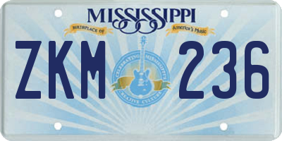 MS license plate ZKM236
