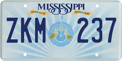 MS license plate ZKM237
