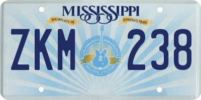 MS license plate ZKM238