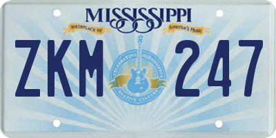 MS license plate ZKM247