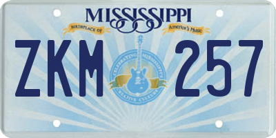 MS license plate ZKM257